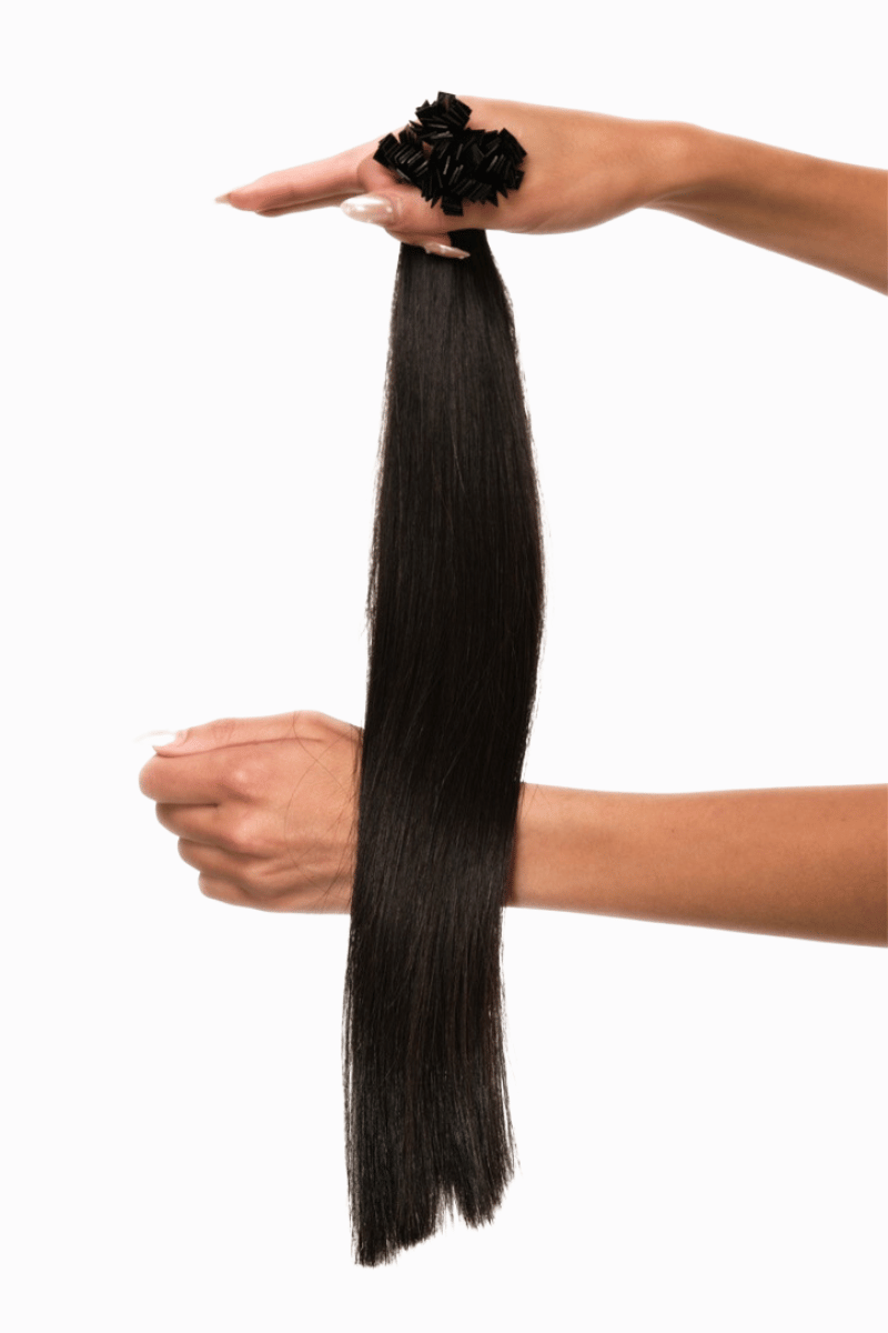 Fusion Tips 18" 50g Natural Black (#1B) Natural Straight - Locks De Luxe