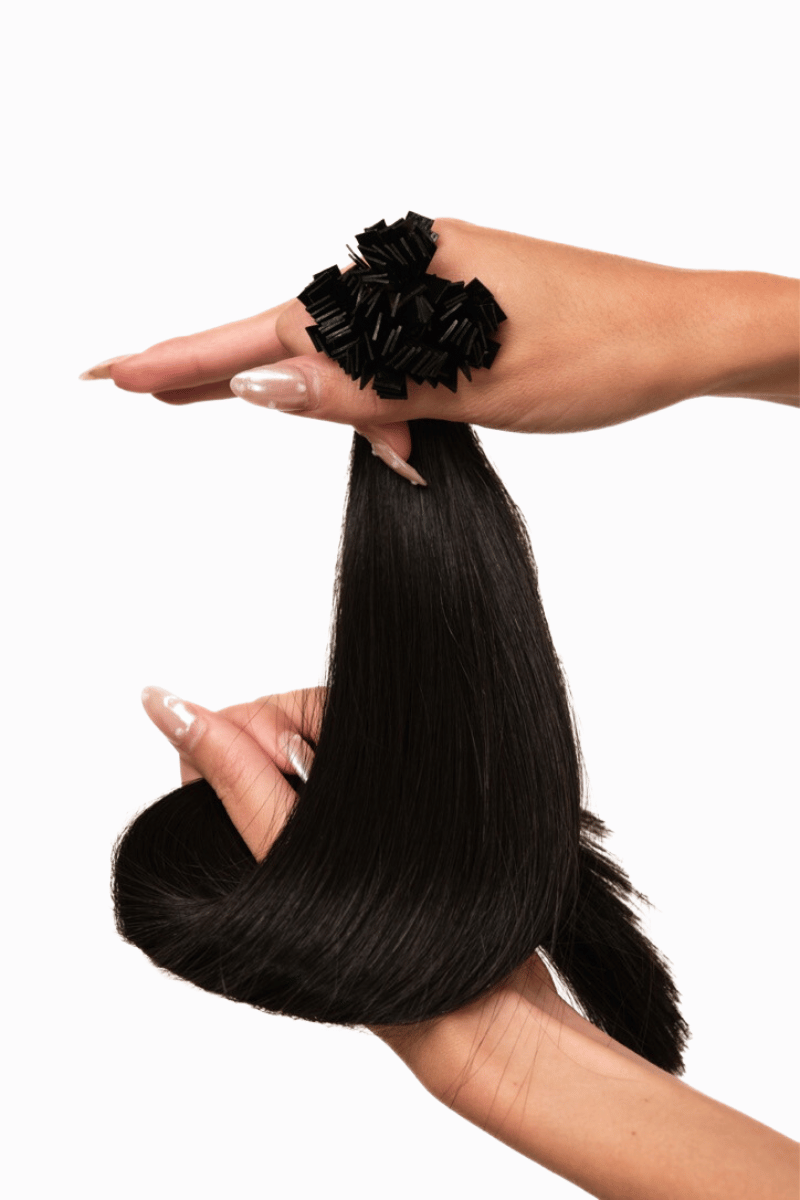 Fusion Tips 18" 50g Natural Black (#1B) Natural Straight - Locks De Luxe