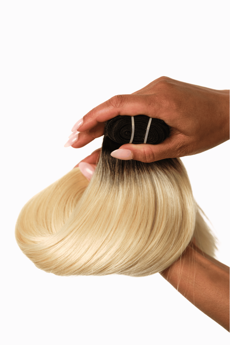 Classic Wefts 18" 100g Natural Black/Beach Blonde Root Melt (#1B/#613) Natural Straight - Locks De Luxe