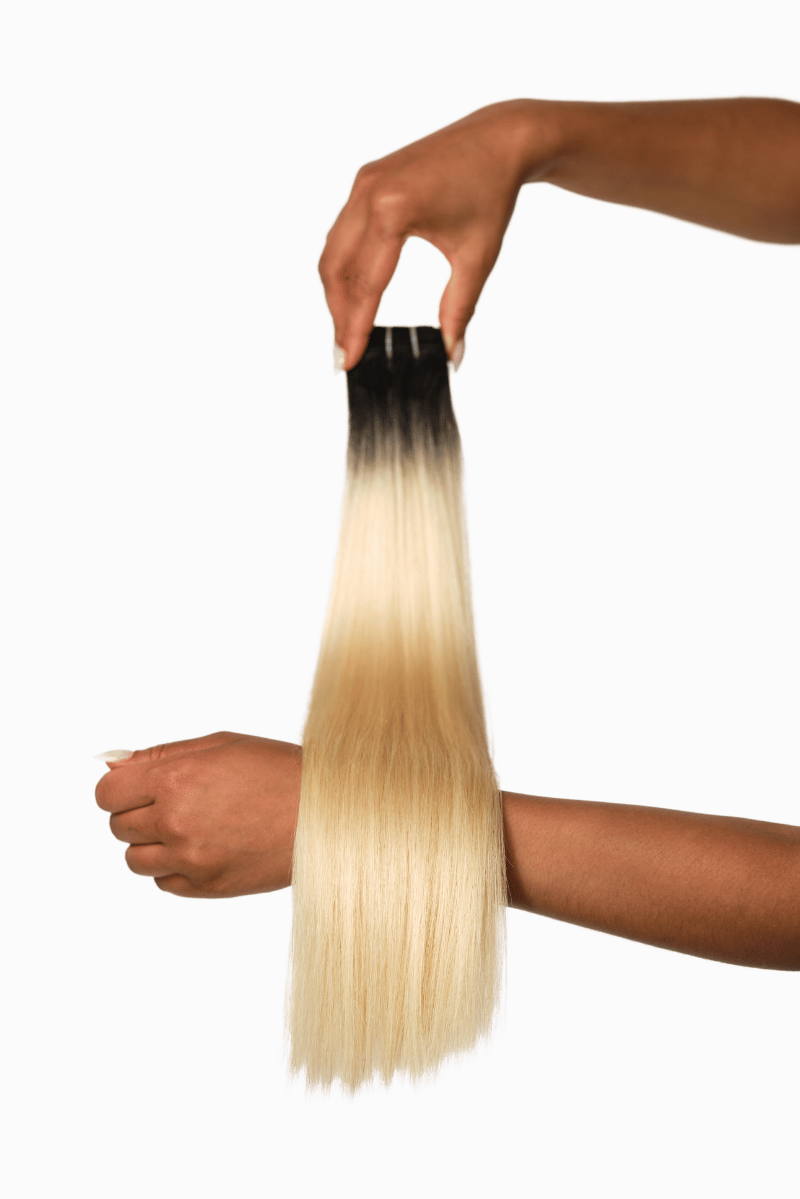 Classic Wefts 18" 100g Natural Black/Beach Blonde Root Melt (#1B/#613) Natural Straight - Locks De Luxe